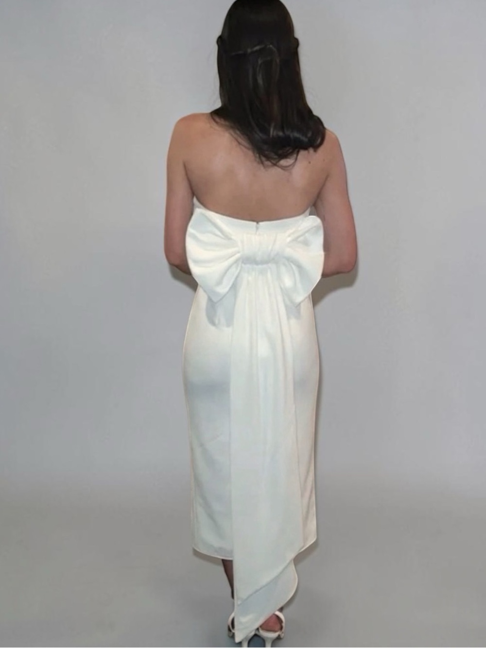 Lulus Fabulous Phenomenon White Strapless Bow Midi Dress size‎ Small NWT - Picture 6 of 10